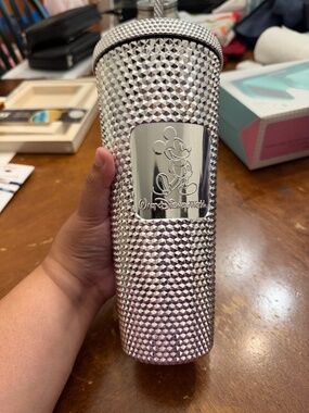 Disney World 50th Anniversary Starbucks Silver Studded Tumbler 24oz